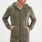 Sweat zippé molleton à capuche vert kaki homme dans le catalogue La Halle