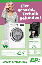 Aktueller EP: Prospekt mit Waschmaschine, "Eier gesucht, Technik gefunden!", Seite 1