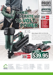 RHG Baucentrum Prospekt: "AKKU-GERÄTE MIT 18-VOLT-POWER", 2 Seiten, 03.05.2025 - 31.05.2025