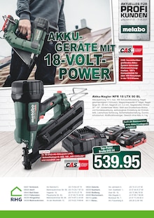 RHG Baucentrum Prospekt AKKU-GERÄTE MIT 18-VOLT-POWER mit 2 Seiten