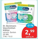 Waschmittelblätter von Dr. Beckmann im aktuellen budni Prospekt