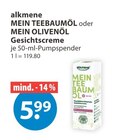 Mein Teebaumöl oder Mein Olivenöl Gesichtscreme im V-Markt Prospekt Mein Teebaumöl oder Mein Olivenöl Gesichtscreme von alkmene im aktuellen V-Markt Prospekt für 5,99 €