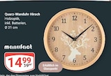 Quarz-Wanduhr Hirsch Angebote von manufact bei GLOBUS Neustadt für 14,99 €