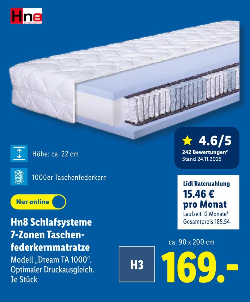 7-Zonen Taschenfederkernmatratze