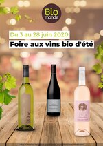 Catalogue Biomonde à Bois-d'Arcy, avec 15 pages Prospectus Biomonde à Bois-d'Arcy, "Foire aux vins bio d'été", 15 pages, 03/06/2020 - 28/06/2020