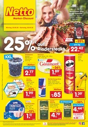 Netto Marken-Discount Prospekt für Regensburg mit 41 Seiten Netto Marken-Discount Prospekt für Regensburg: 25% auf Rindersteaks, 41 Seiten, 23.05.2022 - 28.05.2022