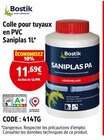 Colle pour tuyaux en PVC Saniplas PA - Bostik - Screwfix à Amiens Colle pour tuyaux en PVC Saniplas PA - Bostik en promo chez Screwfix Amiens à 11,69 €