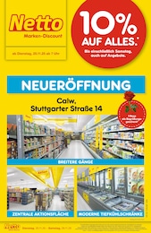 Netto Marken-Discount Prospekt für Calw mit 6 Seiten Netto Marken-Discount Prospekt für Calw: "Neueröffnung - 10% auf ALLES", 6 Seiten, 25.11.2025 - 29.11.2025