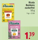 Bonbons zuckerfrei von Ricola für 1,39 € bei Rossmann im Angebot Bonbons zuckerfrei von Ricola im aktuellen Rossmann Prospekt