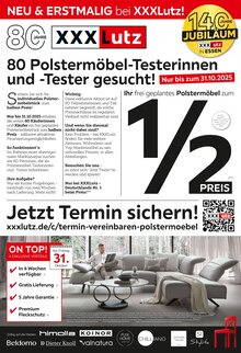 Aktueller XXXLutz Möbelhäuser Prospekt (Essen) XXXLutz Möbelhäuser Prospekt "80 Polstermöbel-Testerinnen und -Tester gesucht!" mit Seiten (Essen)