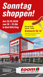 toom Baumarkt Baumärkte Prospekt der aktuellen Woche mit 1 Seite, gültig von 25.10.2026 bis 25.10.2026, in Miltach und Umgebung Aktueller toom Baumarkt Baumärkte Prospekt in Miltach und Umgebung, "Sonntag shoppen!" mit 1 Seite, 25.10.2026 - 25.10.2026