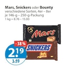 Mars, Snickers oder Bounty im V-Markt Prospekt Mars, Snickers oder Bounty von im aktuellen V-Markt Prospekt für 2,19 €