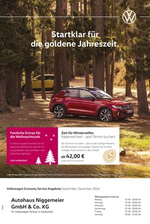 Volkswagen Salzkotten Prospekt der aktuellen Woche, gültig von 01.09.2026 bis 31.12.2026 Aktueller Volkswagen Salzkotten Prospekt "Herbst im Kopf. Sicherheit im Auto." mit 1 Seite