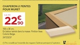 Gedimat Saint-Ouen-l'Aumône - Promo CHAPERON 2 PENTES POUR MURET Promo CHAPERON 2 PENTES POUR MURET à 22,90 € dans le catalogue Gedimat à Saint-Ouen-l'Aumône