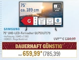 75“ UHD-LED-Fernseher GU75DU7179 Angebote von samsung bei Metro Nürnberg für 785,39 €