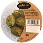 Grüne Oliven mit Frischkäsecreme gefüllt Angebote von Palatum bei REWE Fellbach für 1,59 €