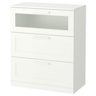 Kommode mit 3 Schubladen weiß/Frostglas von BRIMNES im aktuellen IKEA Prospekt für 79,99 €