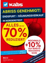 Kabs Prospekt für Halstenbek mit 4 Seiten Kabs Prospekt für Halstenbek: "Endspurt - Räumungsverkauf in Norderstedt", 4 Seiten, 21.10.2020 - 07.11.2020