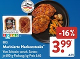 Marinierte Nackensteaks bei ALDI SÜD im Monsheim Prospekt für 3,99 €