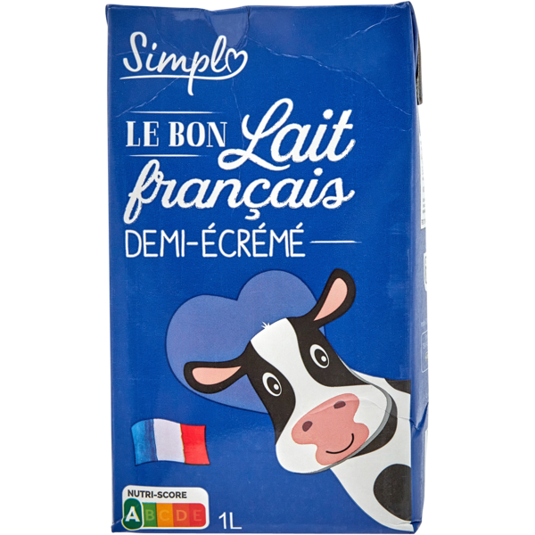 Lait demi-écrémé UHT Bleu-Blanc-Coeur - brique 1L - Candia - Sodiaal  Professionnel