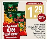 Jumpys, Frit-Sticks, Ringli, Paprika- Ecken oder Zwiebelringe im Angebot bei WEZ in Minden Jumpys, Frit-Sticks, Ringli, Paprika- Ecken oder Zwiebelringe Angebote von funny-frisch bei WEZ Minden für 1,29 €