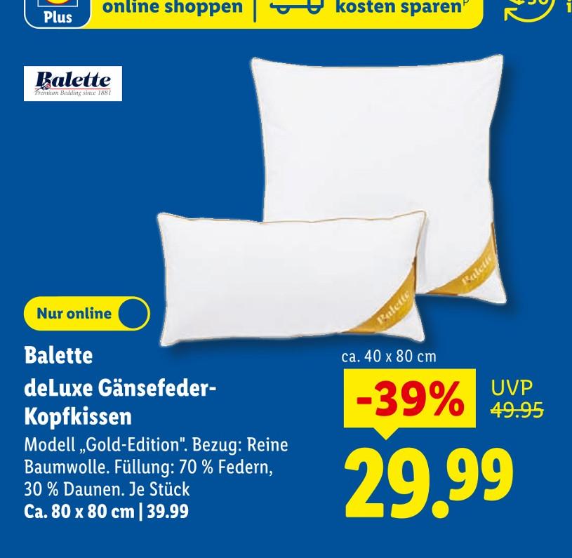 deLuxe Gänsefeder-Kopfkissen