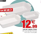 Le Lot de 3 plats à four en promo chez Bazarland Angers à 12,99 €