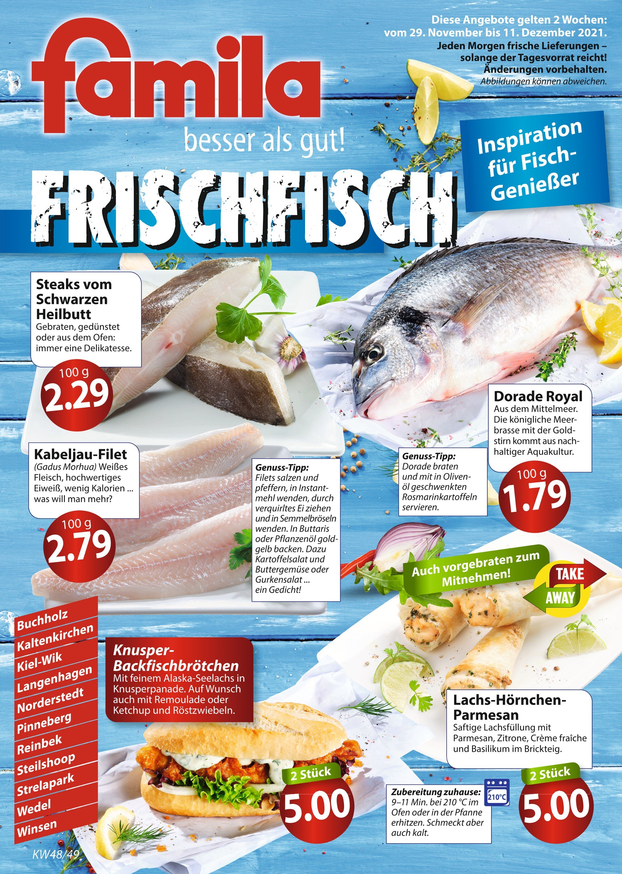 famila Nordost Prospekt für Schwentinental mit 2 Seiten famila Nordost Prospekt für Schwentinental: "besser als gut!", 2 Seiten, 29.11.2021 - 11.12.2021