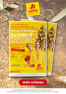 Aktueller Lotto Sachsen-Anhalt Prospekt "Am 03. und 06. Dezember Bundesweite Sonderauslosung" Seite 1 von 1 Seite für Emersleben