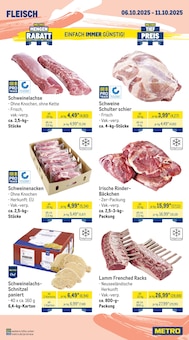 Schweinefleisch im METRO Prospekt "Wochenangebote Gastro + MonatsMenü + Markets" mit 40 Seiten (Duisburg)