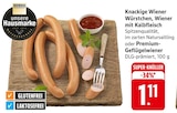 Knackige Wiener Würstchen, Wiener mit Kalbfleisch oder Premium-Geflügelwiener bei EDEKA im Blankenrath Prospekt für 1,11 €