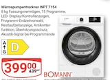 Wärmepumpentrockner WPT 7154 im Angebot bei GLOBUS in Jena Wärmepumpentrockner WPT 7154 Angebote von Bomann bei GLOBUS Jena für 399,00 €
