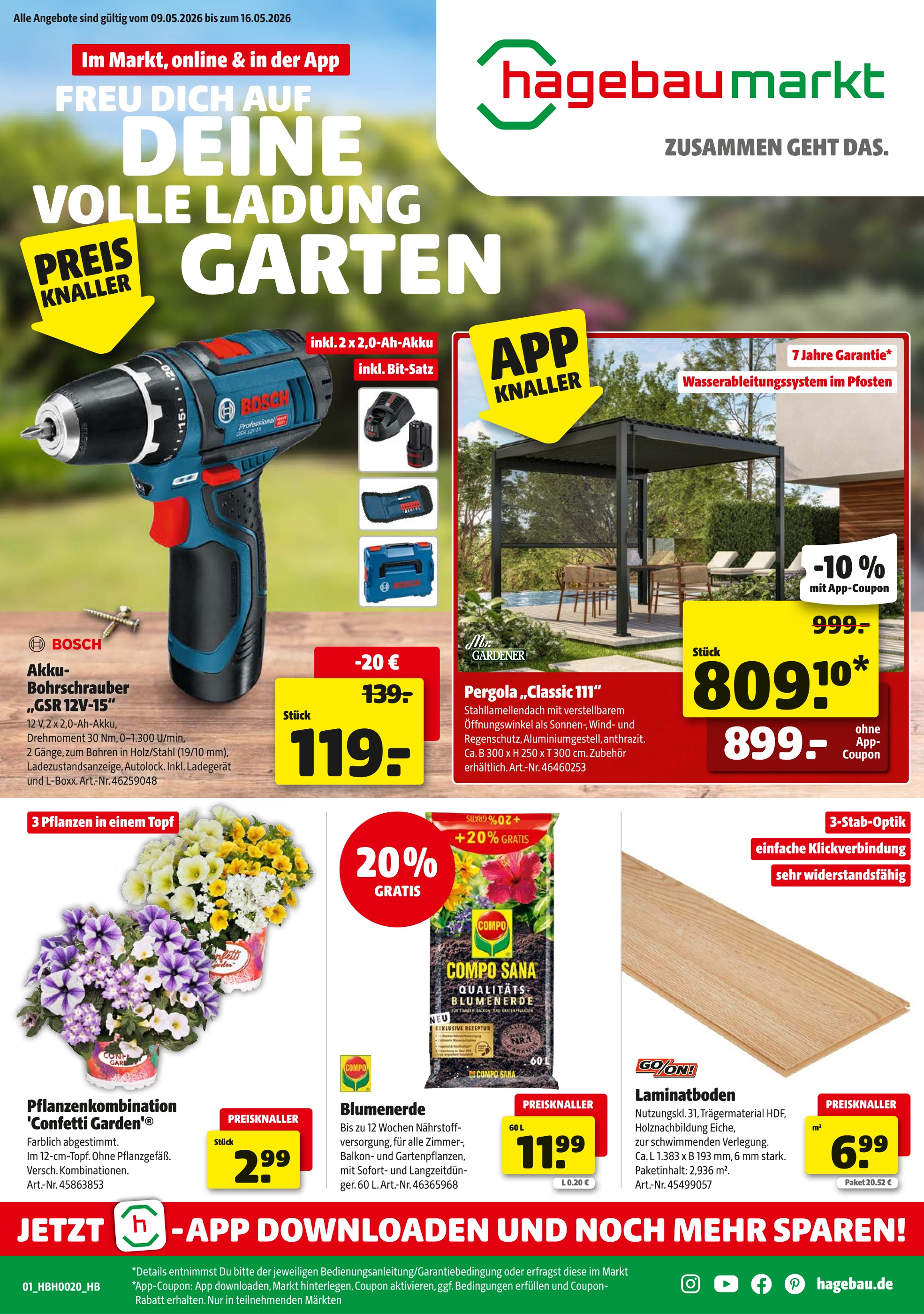 Aktueller Hagebaumarkt Prospekt mit Bodenbelag, "FREU DICH AUF DEINE VOLLE LADUNG GARTEN", Seite 1