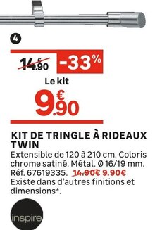 KIT DE TRINGLE À RIDEAUX TWIN - Leroy Merlin à Gennevilliers KIT DE TRINGLE À RIDEAUX TWIN en promo chez Leroy Merlin Gennevilliers à 9,90 €