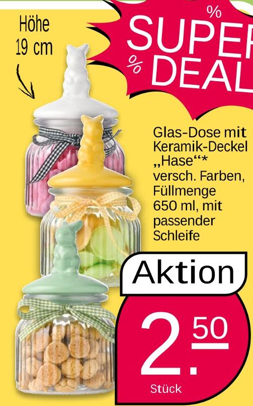 Glas-Dose mit Keramik-Deckel 'Hase'