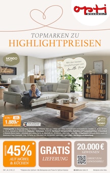 Opti-Wohnwelt Prospekt "Topmarken zu Highlightpreisen" mit  Seiten (Würzburg)