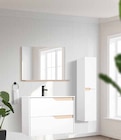Ensemble meuble 2 tiroirs l.80 cm + plan vasque(r) + miroir, blanc mat et décor bois, Tolima - Tolima en promo chez Castorama Ensemble meuble 2 tiroirs l.80 cm + plan vasque(r) + miroir, blanc mat et décor bois, Tolima - Tolima dans le catalogue Castorama