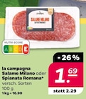 Salame Milano oder Spianata Romana im Netto mit dem Scottie Prospekt Salame Milano oder Spianata Romana von la campagna im aktuellen Netto mit dem Scottie Prospekt für 1,69 €