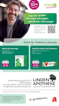 Aktueller mea - meine apotheke Prospekt "Unsere November-Angebote" Seite 1 von 4 Seiten für Stuttgart