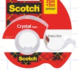 Dévidoir + ruban adhésif transparent "Crystal" 25 + 5 mètres gratuit - SCOTCH dans le catalogue Intermarché