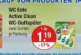 Active Clean WC-Duftspüler im Angebot bei V-Markt in Kaufbeuren Active Clean WC-Duftspüler Angebote von WC Ente bei V-Markt Kaufbeuren für 1,19 €