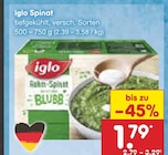 Spinat im Angebot bei Netto Marken-Discount in Dormagen Spinat Angebote von iglo bei Netto Marken-Discount Dormagen für 1,79 €