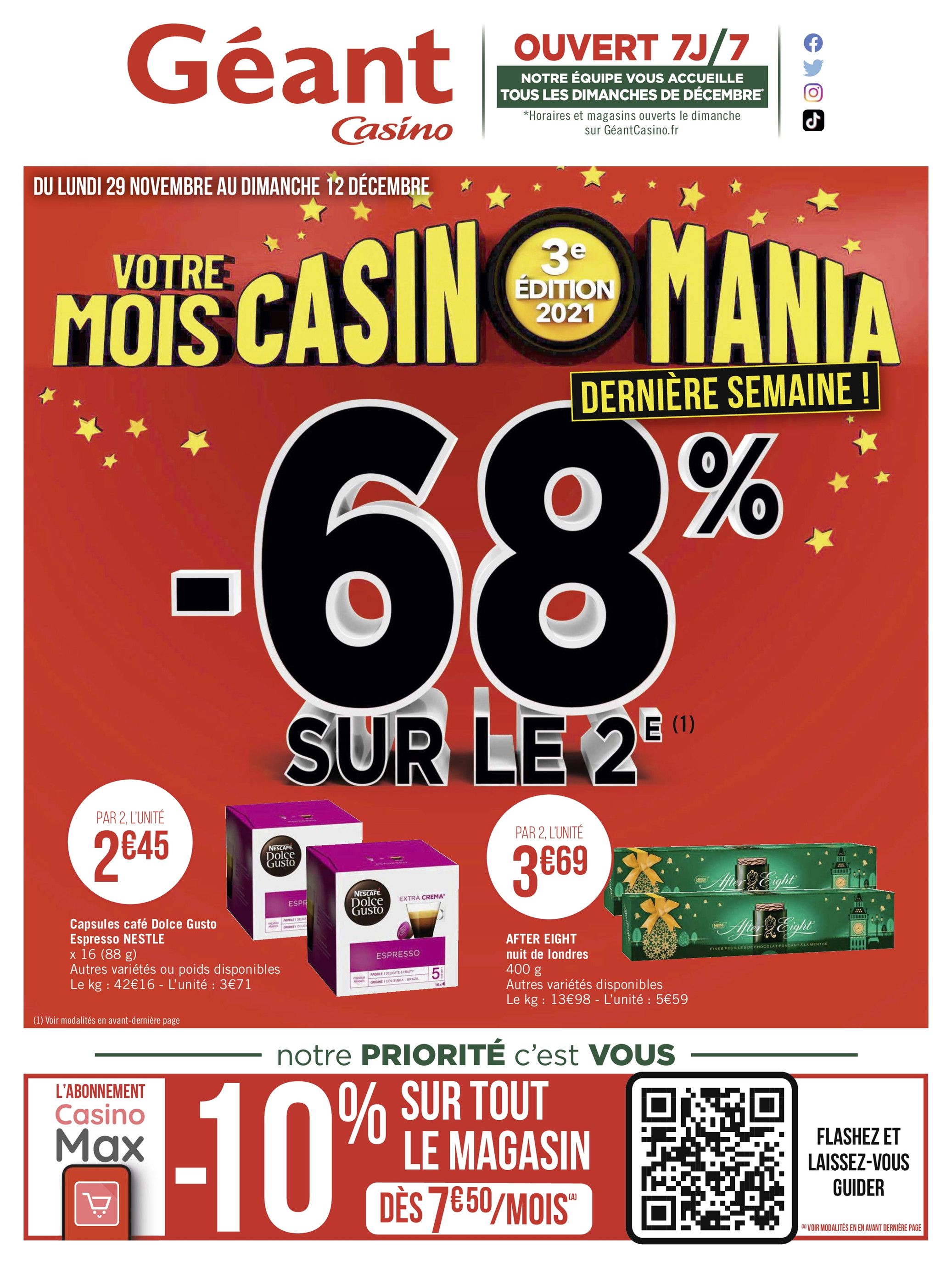 Catalogue Géant Casino à Fontenay-en-Parisis, avec 68 pages Prospectus Géant Casino à Fontenay-en-Parisis, "Votre mois Casinomania", 68 pages, 29/11/2021 - 12/12/2021
