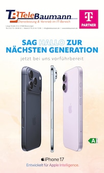 Aktueller Telebaumann Prospekt (Hofgeismar, 8 Seiten zum blättern Telebaumann Prospekt SAG HALLO ZUR NÄCHSTEN GENERATION mit 8 Seiten