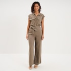 Combinaison pantalon lin mélangé vert kaki femme à 35,99 € dans le catalogue La Halle