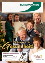 Sanitätshaus August Orthopaedie & Rehatechnik Sanitätshäuser Prospekt der aktuellen Woche mit 6 Seiten, gültig von 12.11.2025 bis 31.01.2026, in Wolfen und Umgebung Aktueller Sanitätshaus August Orthopaedie & Rehatechnik Sanitätshäuser Prospekt in Wolfen und Umgebung, "Schenken Sie Gesundheit!" mit 6 Seiten, 12.11.2025 - 31.01.2026