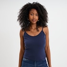 Débardeur bretelles réglables en coton bleu marine femme - La Halle Débardeur bretelles réglables en coton bleu marine femme à 3,99 € dans le catalogue La Halle