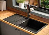 Évier à encastrer en composite quartz noir et égouttoir torlà - GOODHOME en promo chez Castorama Cannes à 159,90 €