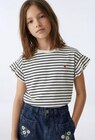 T-shirt à rayures brodé en coton BIO dans le catalogue Monoprix Margaret