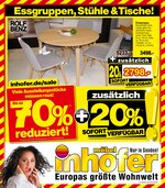 Möbel Inhofer Prospekt für Leutkirch mit 12 Seiten Möbel Inhofer Prospekt für Leutkirch: "Essgruppen, Stühle & Tische!", 12 Seiten, 17.03.2021 - 17.04.2021